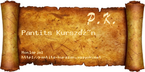 Pantits Kurszán névjegykártya